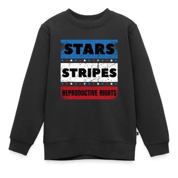 Stars Stripes Reproduktive Rechte notleiden 4. - Kinder Premium Organic Sweatshirt - Schwarz - Vorne - AI Model Kid Female (0cm)