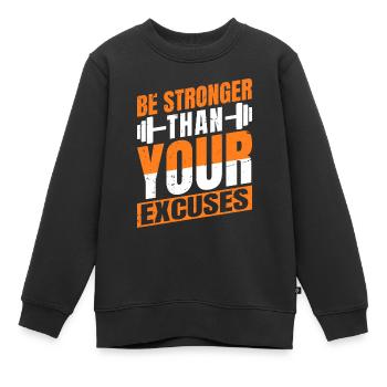 Soyez plus fort que vos excuses - Entraînement - Sweat Premium enfant bio - noir - Devant - AI Model Kid Female (0cm)