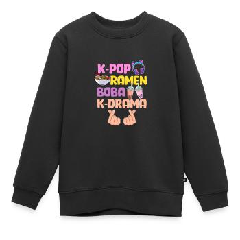 K-Pop Ramen Bubble Tea - Kinder Premium Organic Sweatshirt - Schwarz - Vorne - AI Model Kid Female (0cm)