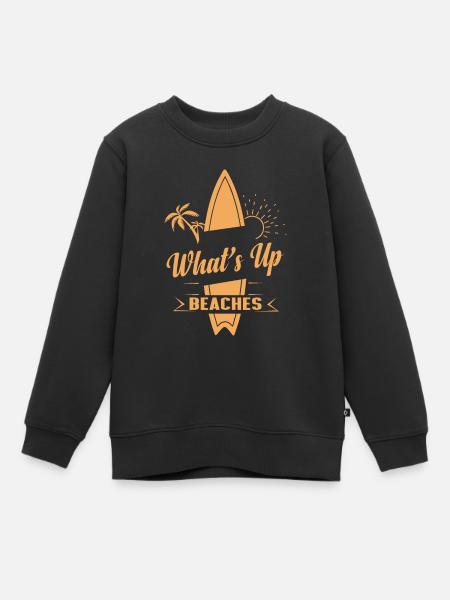 What ́s Up Beaches - Surfeurs - Sweat Premium enfant bio - noir
