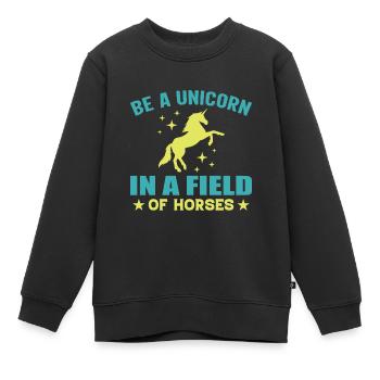 Sei Ein Einhorn Auf Einem Gebiet Der Pferde - Kinder Premium Organic Sweatshirt - Schwarz - Vorne - AI Model Kid Female (0cm)