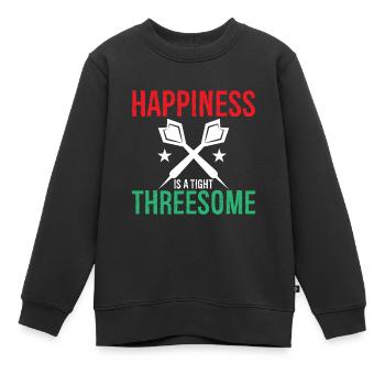 Glück Ist Ein Enger Dreier - Dart - Kinder Premium Organic Sweatshirt - Schwarz - Vorne - AI Model Kid Female (0cm)