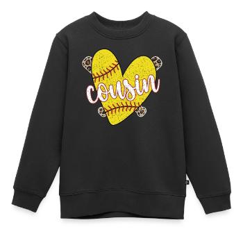 Fier cousin de softball d’un joueur de softball - Sweat Premium enfant bio - noir - Devant - AI Model Kid Female (0cm)