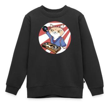 Musique Disc Jockey DJ Vinyl Turntable Japon - Sweat Premium enfant bio - noir - Devant - AI Model Kid Female (0cm)