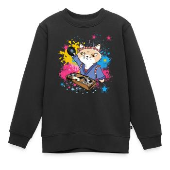 Musique Disc Jockey DJ Vinyl Turntable Japon - Sweat Premium enfant bio - noir - Devant - AI Model Kid Female (0cm)