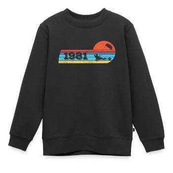 Kite-Strand-Segler Jahrgang 1981 Geburtstag - Kinder Premium Organic Sweatshirt - Schwarz - Vorne - AI Model Kid Female (0cm)