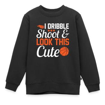 Ich Dribbele Schieße Und Sehe So Süß Aus - Kinder Premium Organic Sweatshirt - Schwarz - Vorne - AI Model Kid Female (0cm)
