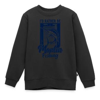 Ich wäre lieber Marlin Fish Fishing Fisherman - Kinder Premium Organic Sweatshirt - Schwarz - Vorne - AI Model Kid Female (0cm)