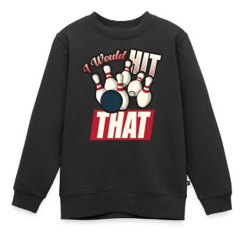 Je frapperais ce drôle de bowling retro bowler - Sweat Premium enfant bio - noir - Devant - AI Model Kid Female (0cm)