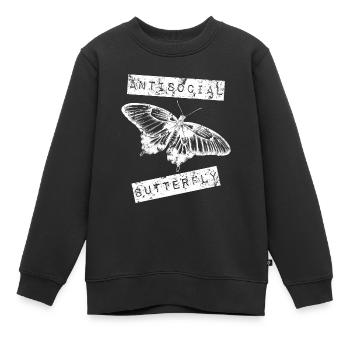 Antisozialer Schmetterling Introvertierter Jahrgang - Kinder Premium Organic Sweatshirt - Schwarz - Vorne - AI Model Kid Female (0cm)