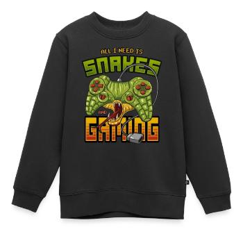 Tout ce dont j’ai besoin, c’est de serpents et de jeux snake jeu vidéo - Sweat Premium enfant bio - noir - Devant - AI Model Kid Female (0cm)