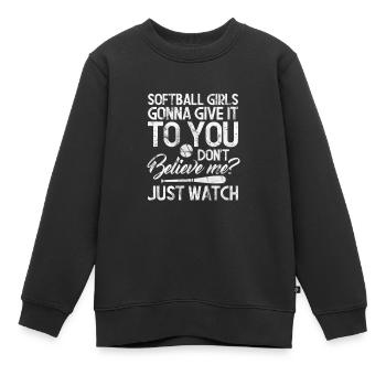 Softball - Kinder Premium Organic Sweatshirt - Schwarz - Vorne - AI Model Kid Female (0cm)
