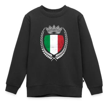 Chemise drapeau italien Drapeau italien Italia - Sweat Premium enfant bio - noir - Devant - AI Model Kid Female (0cm)