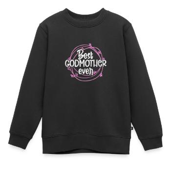 Marraine Tante Marraine Baptême Nièce Neveu Cadeau - Sweat Premium enfant bio - noir - Devant - AI Model Kid Female (0cm)
