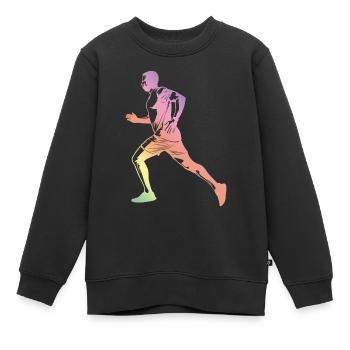 Rennen Silhouette - Kinder Premium Organic Sweatshirt - Schwarz - Vorne - AI Model Kid Female (0cm)