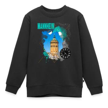 Mannheim Germany City Skyline Vintage Retro - Kids Premium Organic Sweatshirt - black - Front - AI Model Kid Female (0cm)