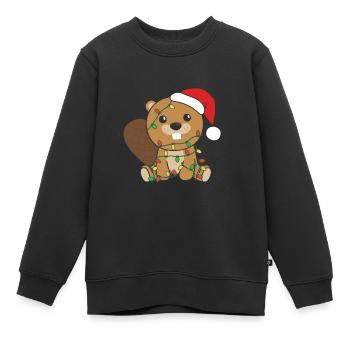 Biber Weihnachten Winter Tiere Biber - Kinder Premium Organic Sweatshirt - Schwarz - Vorne - AI Model Kid Female (0cm)