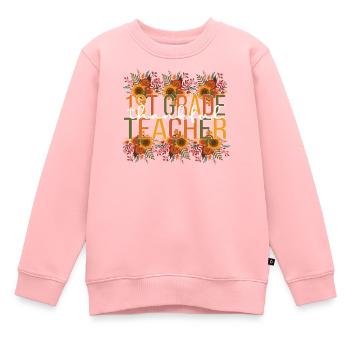 1st Grade Teacher Thanksgiving First Grade Teacher - Kinder Premium Organic Sweatshirt - Rosa - Vorne - AI Model Kid Female (0cm)