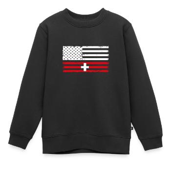 Suisse Amérique - Sweat Premium enfant bio - noir - Devant - AI Model Kid Female (0cm)