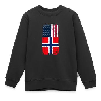 Norvège Amérique - Sweat Premium enfant bio - noir - Devant - AI Model Kid Female (0cm)