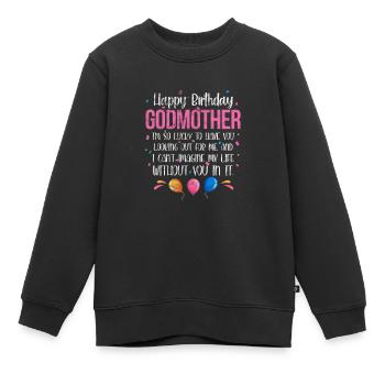 Marraine Tante Marraine Baptême Nièce Neveu Cadeau - Sweat Premium enfant bio - noir - Devant - AI Model Kid Female (0cm)