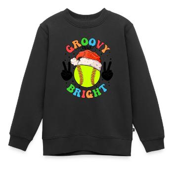 Softball Xmas Softball Player Christmas Gift - Kids Premium Organic Sweatshirt - black - Front - AI Model Kid Female (0cm)