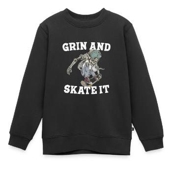 Grinsen und skaten - Kinder Premium Organic Sweatshirt - Schwarz - Vorne - AI Model Kid Female (0cm)