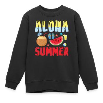 Aloha Sommer - Sommerferien - Kinder Premium Organic Sweatshirt - Schwarz - Vorne - AI Model Kid Female (0cm)