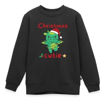 Dragon Noël Dragon Noël Cutie - Sweat Premium enfant bio - noir - Devant - AI Model Kid Female (0cm)