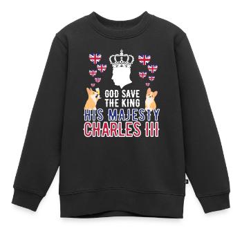 Couronnement du roi britannique Charles Angleterre Drapeau - Sweat Premium enfant bio - noir - Devant - AI Model Kid Female (0cm)