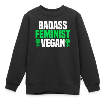 Badass Feminist Vegan - Activiste Vegan - Sweat Premium enfant bio - noir - Devant - AI Model Kid Female (0cm)