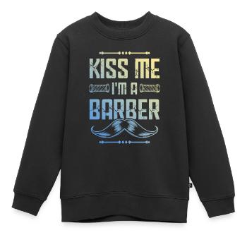 Embrasse-moi Barbier - Sweat Premium enfant bio - noir - Devant - AI Model Kid Female (0cm)