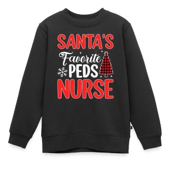 Santa's Lieblingskrankenschwester - Frohes Fest - Kinder Premium Organic Sweatshirt - Schwarz - Vorne - AI Model Kid Female (0cm)