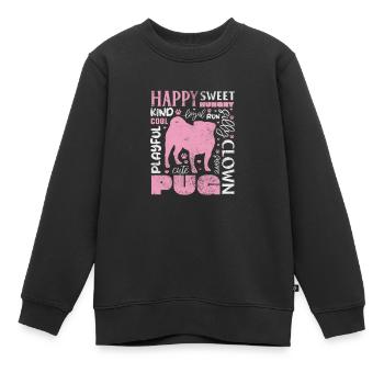 Mops - Kinder Premium Organic Sweatshirt - Schwarz - Vorne - AI Model Kid Female (0cm)