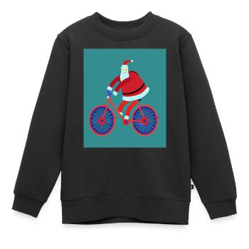 Santas Fahrradtour - Kinder Premium Organic Sweatshirt - Schwarz - Vorne - AI Model Kid Female (0cm)