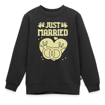 Juste marié - Sweat Premium enfant bio - noir - Devant - AI Model Kid Female (0cm)
