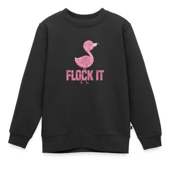 Flamant - Sweat Premium enfant bio - noir - Devant - AI Model Kid Female (0cm)