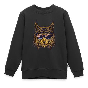 Luchs - Kinder Premium Organic Sweatshirt - Schwarz - Vorne - AI Model Kid Female (0cm)