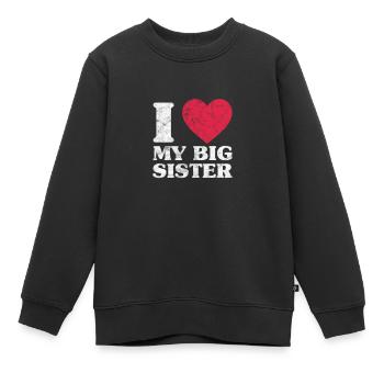Grande sœur Frère frères et sœurs Cadeau - Sweat Premium enfant bio - noir - Devant - AI Model Kid Female (0cm)