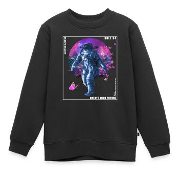 Vaporwave Glitch Retro Astronaut - Kinder Premium Organic Sweatshirt - Schwarz - Vorne - AI Model Kid Female (0cm)