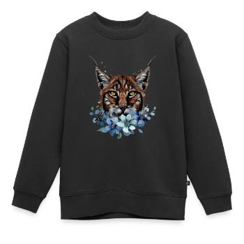 Luchs - Kinder Premium Organic Sweatshirt - Schwarz - Vorne - AI Model Kid Female (0cm)