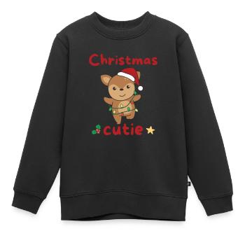 Cerf Noël Cerf Noël Cutie - Sweat Premium enfant bio - noir - Devant - AI Model Kid Female (0cm)