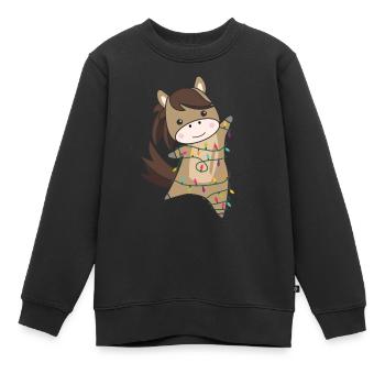 Cheval Poney Noël Neige Hiver Animaux Chevaux - Sweat Premium enfant bio - noir - Devant - AI Model Kid Female (0cm)