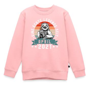Faultier Geburtstag April 2021 Geboren Jahrgang - Kinder Premium Organic Sweatshirt - Rosa - Vorne - AI Model Kid Female (0cm)
