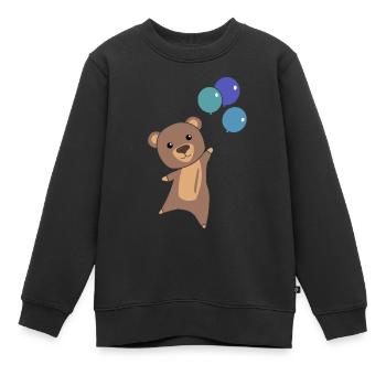 Bär fliegt mit Luftballons nach oben - Kinder Premium Organic Sweatshirt - Schwarz - Vorne - AI Model Kid Female (0cm)