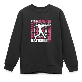 Softball joueur de baseball sports lanceur cadeau - Sweat Premium enfant bio - noir - Devant - AI Model Kid Female (0cm)
