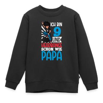 Ich bin 9 - Jungen Rocker - Kinder Premium Organic Sweatshirt - Schwarz - Vorne - AI Model Kid Female (0cm)
