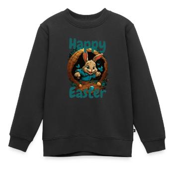 joyeuses Pâques Lapin de Pâques dans le panier de Pâques Lapin Pâques - Sweat Premium enfant bio - noir - Devant - AI Model Kid Female (0cm)