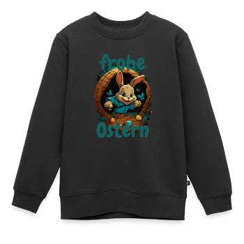 frohe Ostern Osterhase im Osterkorb Hase Easter - Kinder Premium Organic Sweatshirt - Schwarz - Vorne - AI Model Kid Female (0cm)