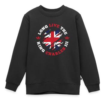 King Charles 3. Krönung der britischen Flagge - Kinder Premium Organic Sweatshirt - Schwarz - Vorne - AI Model Kid Female (0cm)